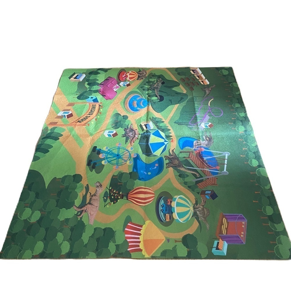 Colorful Play Mat with Amusement Park Design Dinosaur Park Truck Driving Large